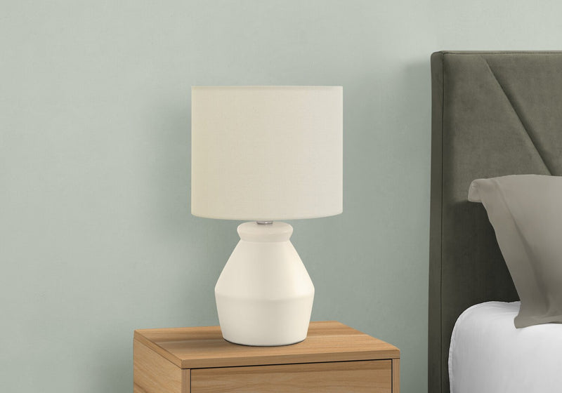 17\" Cream Ceramic Linen Drum Shade Table Lamp