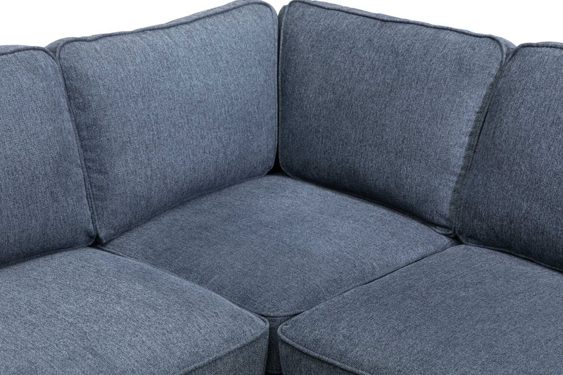Kassia 2-Piece Linen-Look Sectional - Blue