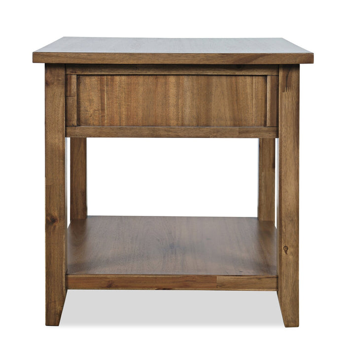 Nathan 24\" Rustic End Table with Storage and Shelf - Light Brown