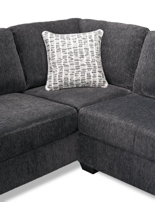 Made in Canada Morgan 2-Piece Left-Facing Chenille Fabric Sectional with Sofa and Accent Pillows - Grey