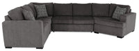 Made in Canada Legend 3-Piece Right-Facing Chenille Fabric Cuddler Sleeper Sectional - Pewter Brown 