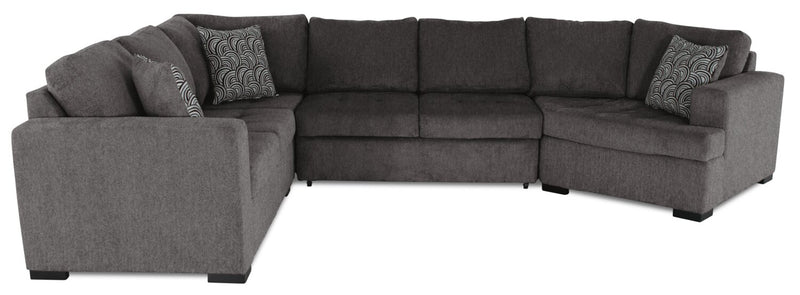 Legend 4-Piece Right-Facing Chenille Cuddler Sleeper Sectional - Pewter