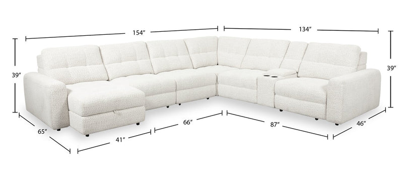 Scott Living Elevate Modular 7-Piece Left-Facing Beige Chenille Fabric Sectional with Power Sliding