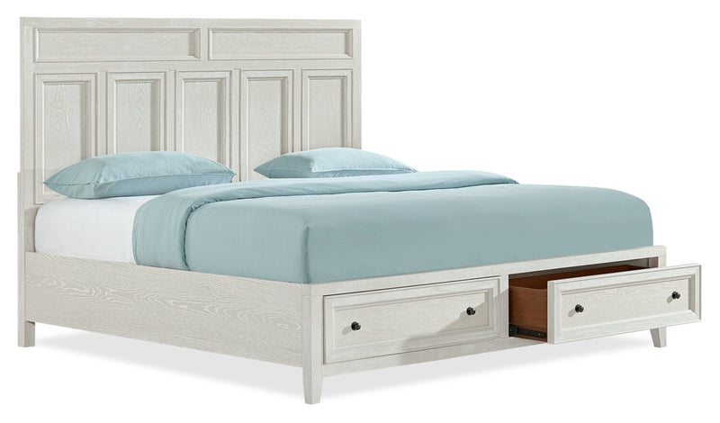 Casa King Storage Panel Bed - White 