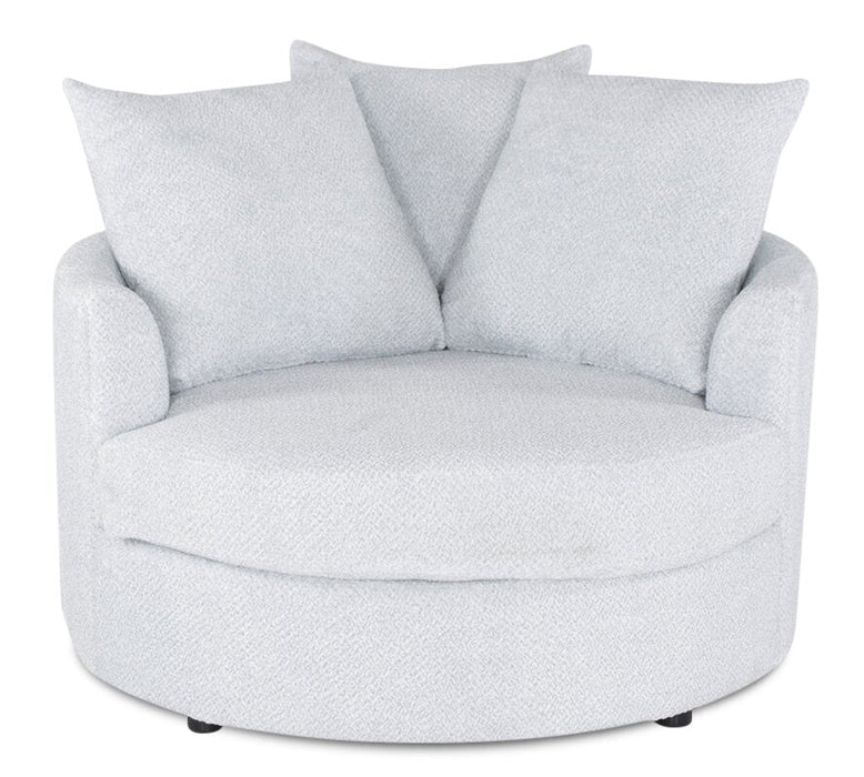 Made in Canada Grande 48\" Chenille Fabric Cuddler Accent Chair - Teddy Star Grey  