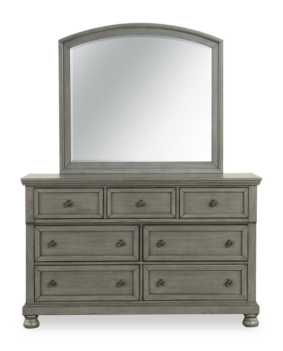 Chelsea 6pc Bedroom Set with Storage Bed, Dresser & Mirror, Grey - Queen Size