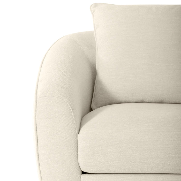 Rio 34.5\" Ivory White Chenille Fabric Swivel Accent Chair with Reversible Seat Cushion