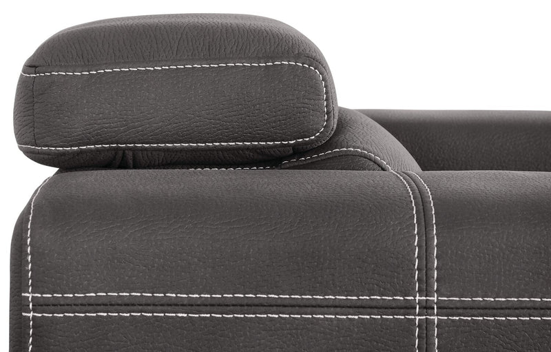 Drake 41.5\" Faux Suede Fabric Chair with Pull-Out Ottoman and Flip-Up Headrest - Cement Grey 