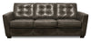 Clare 85\" Genuine Leather Sofa with Button Tufting – Charcoal 
