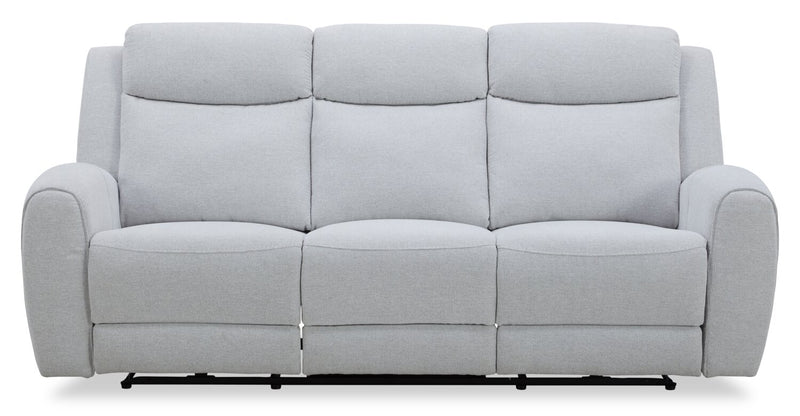 Reign 87\" Bronco Stone Grey Fabric Power Reclining Sofa with USB Port