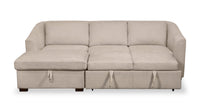 Envy 2-Piece Left-Facing Chenille Fabric Sleeper Sectional with Storage Chaise - Almond Beige 