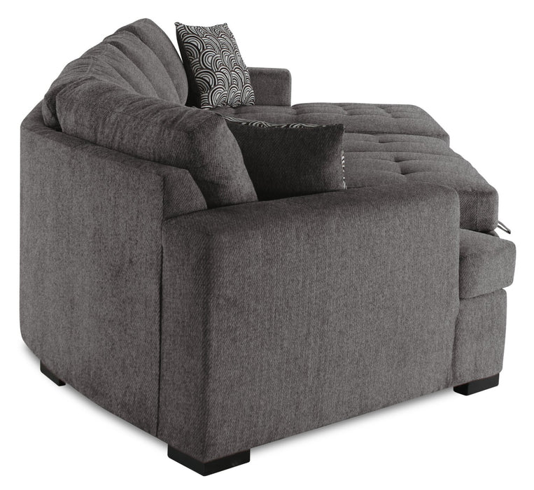 Legend 3-Piece Left-Facing Chenille Cuddler Sleeper Sectional with Chaise - Pewter