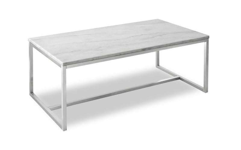 Sampson 46\" Modern Marble Coffee Table - White