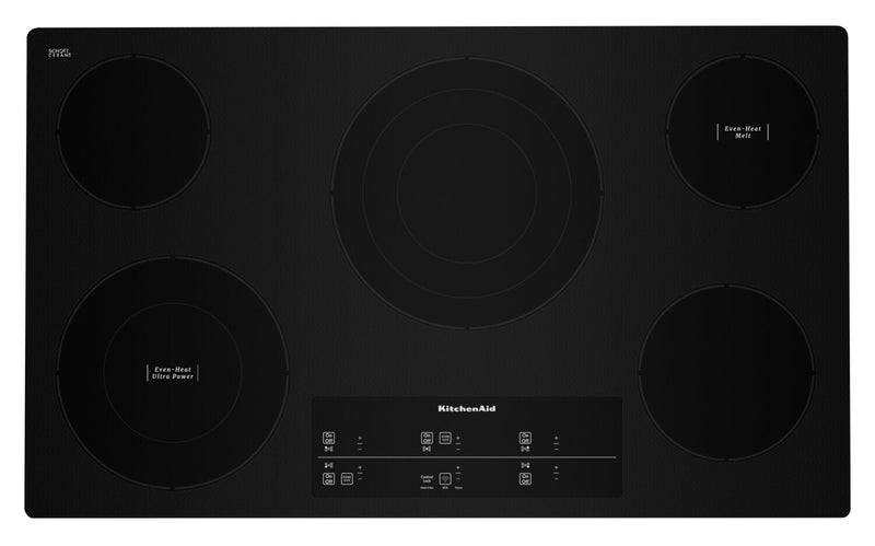 KitchenAid 36\" 5-Element Electric Cooktop - Black - KCES956KBL 