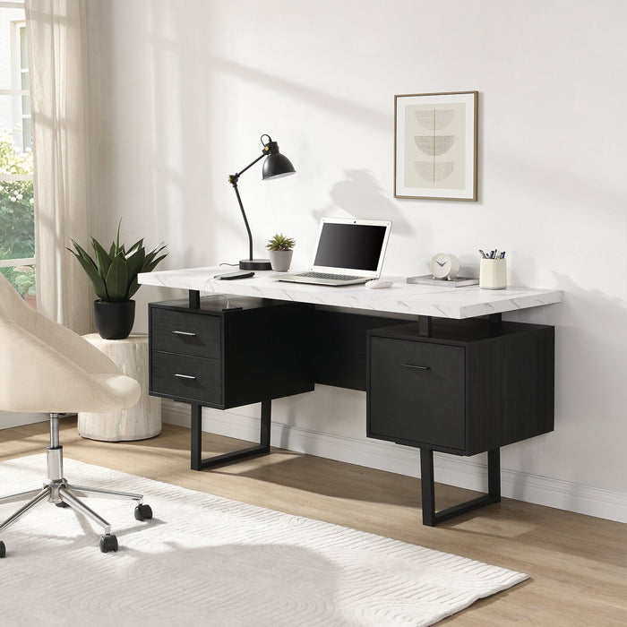 Winslow 60\" Desk with 3-Drawers – Light Brown