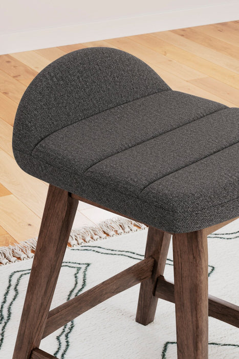 Jovi Counter-Height Stool with Linen-Look Fabric, 24\"H, Wood - Charcoal 
