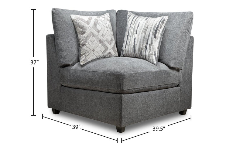 Scott Living Evolve Modular 5-Piece Linen-Look Fabric Sectional with Feather Down Cushions - Charcoal Grey 