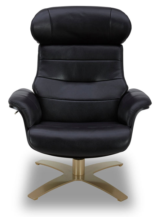 Halo Top-Grain Genuine Leather Swivel Reclining Chair with Footrest 
