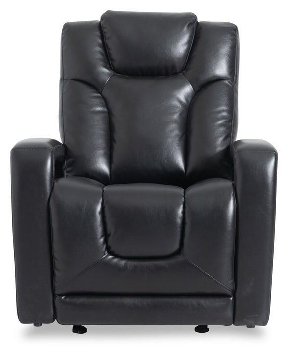 Kenzo 35\" Black Faux Leather Swivel Glider Reclining Chair