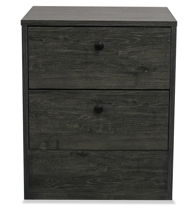 Hart Bedside 2-Drawer Nightstand, 18.4\"W x 22.2\"H, Made in Canada - Grey 