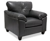 Made in Canada Addison 42\" Leather-Look Fabric Chair with Tufted Back Cushion - Grey 