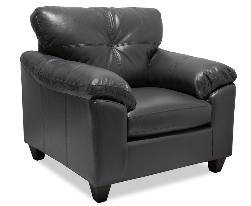 Made in Canada Addison 42\" Leather-Look Fabric Chair with Tufted Back Cushion - Grey 