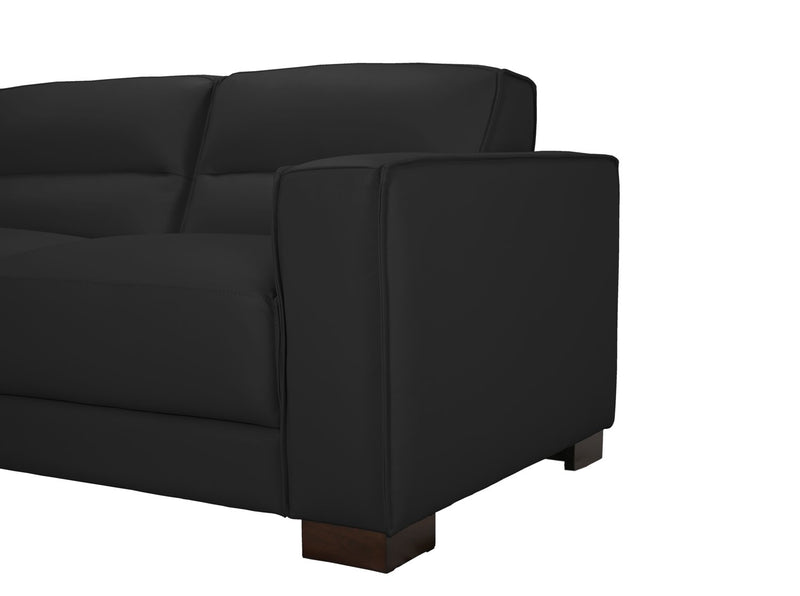 Citadel 2-Piece Left-Facing Top-Grain Genuine Leather Sectional with Rubberwood Legs - Black