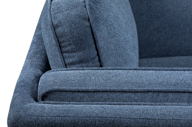 Kort & Co. Kassia 40.9\" Linen-Look Fabric Chair with Wood Base and Legs - Blue 