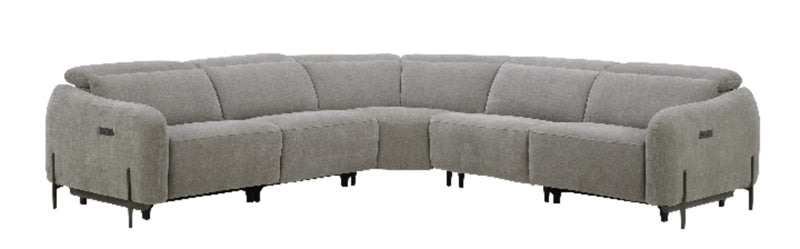 Caprice 5-Piece Power Reclining Sectional with Power Headrests - Truffle