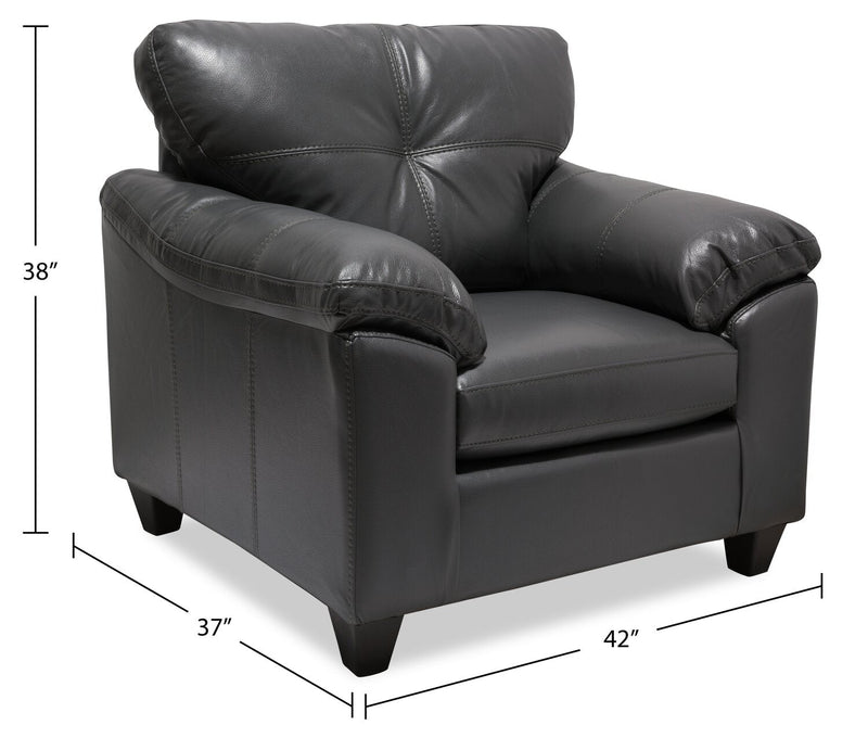 Made in Canada Addison 42\" Leather-Look Fabric Chair with Tufted Back Cushion - Grey 
