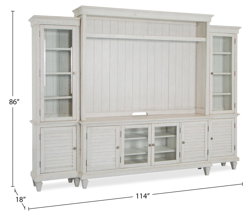 Baron 114\" Rustic 4-Piece Pine Entertainment Centre with Storage and Cable Management for TVs up to 70” 
