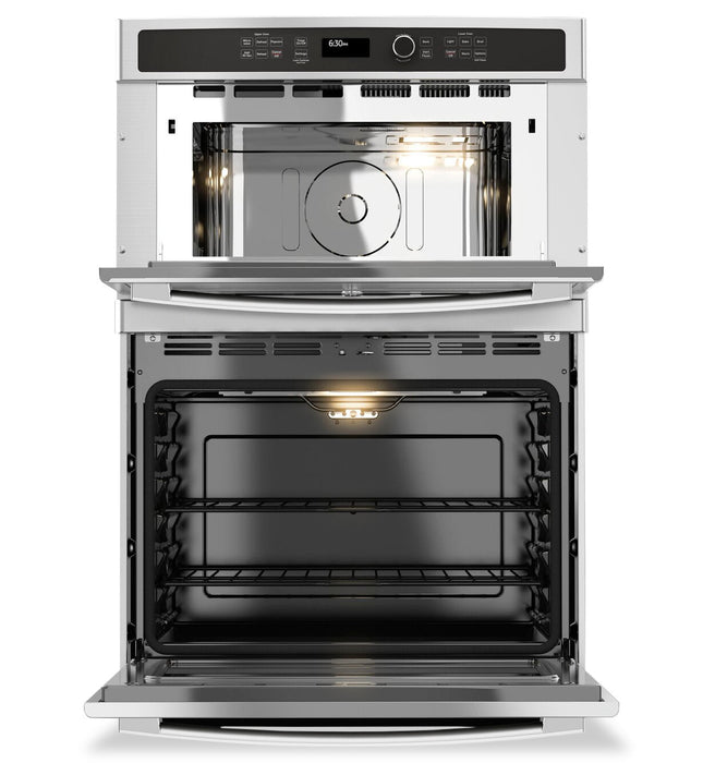 GE 30\" 6.7 Cu. Ft. Electric Wall Oven with Microwave and True European Convection - Stainless - JT38… 