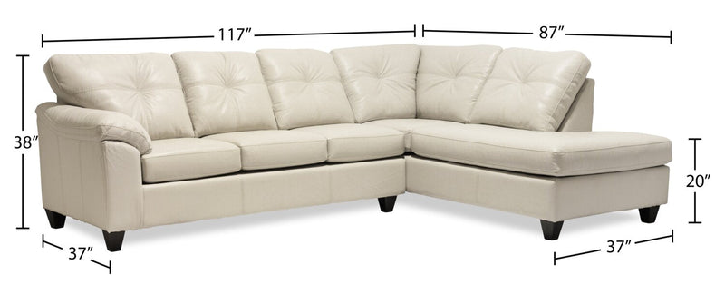 Made in Canada Addison 2-Piece Right-Facing Leather-Look Fabric Sectional with Removable Seat Cushions - Beige 