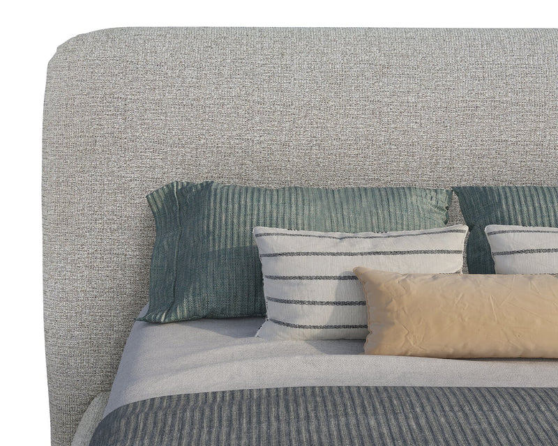 Luka Upholstered Platform Bed in Grey Fabric - Full Size