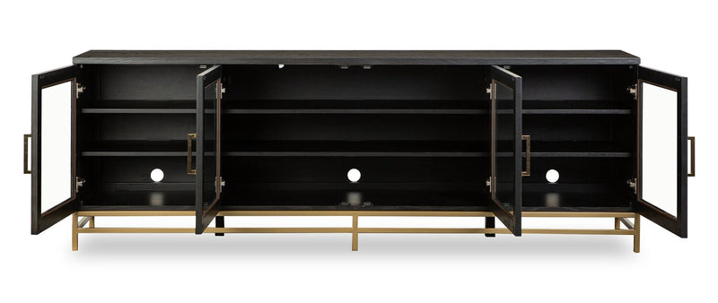 Cresset 84” Modern Solid Wood TV Stand with Storage and Cable Management for TVs up to 90\" - Coffee