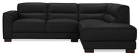 Citadel 2-Piece Right-Facing Top-Grain Genuine Leather Sectional with Rubberwood Legs - Black 