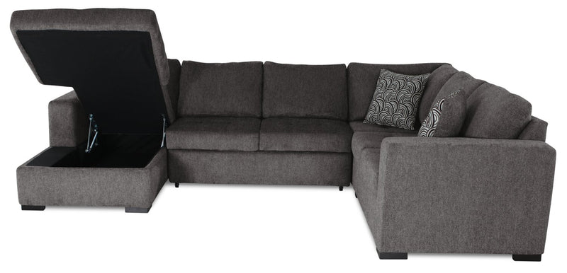 Legend 4-Piece Left-Facing Chenille Sleeper Sectional - Pewter 