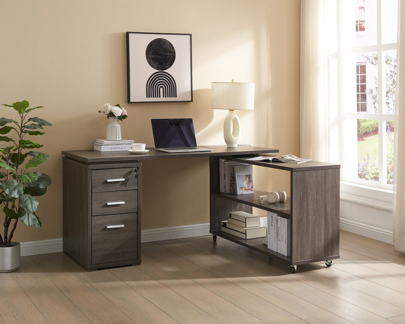 Oliver Corner Desk with Storage and USB Ports - Grey