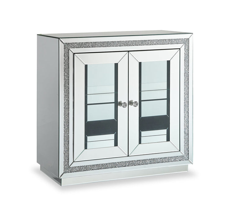 Roxie 31.5” Accent Cabinet with Glass Doors and LED Lighting - Silver
