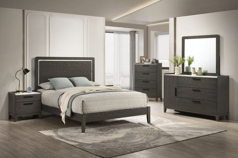 Sable Queen Bed - Dark Grey