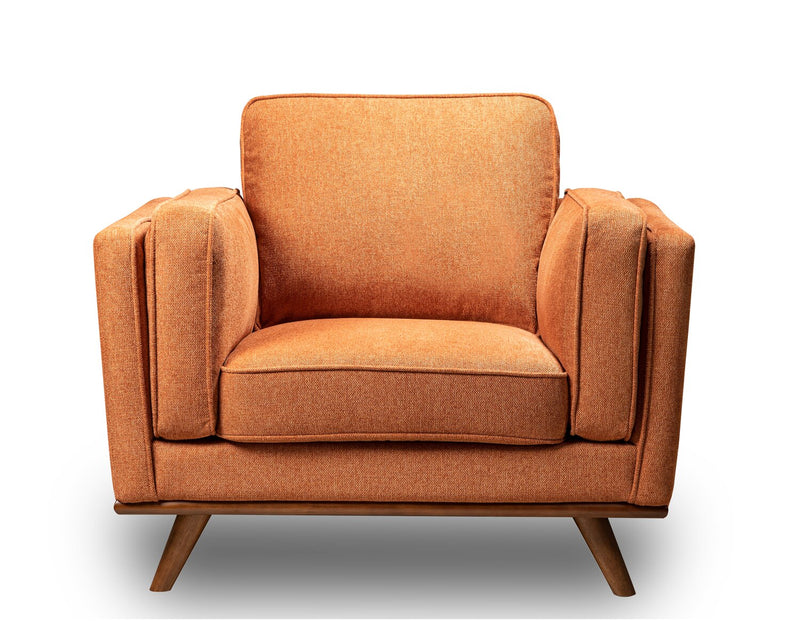 Kort & Co. Kassia 40.9\" Linen-Look Fabric Chair with Wood Base and Legs - Orange 