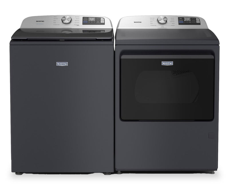 Maytag 6.0 Cu. Ft. Smart Top-Load Washer and 7.4 Cu. Ft. Front Load Electric Dryer - Midnight Steel