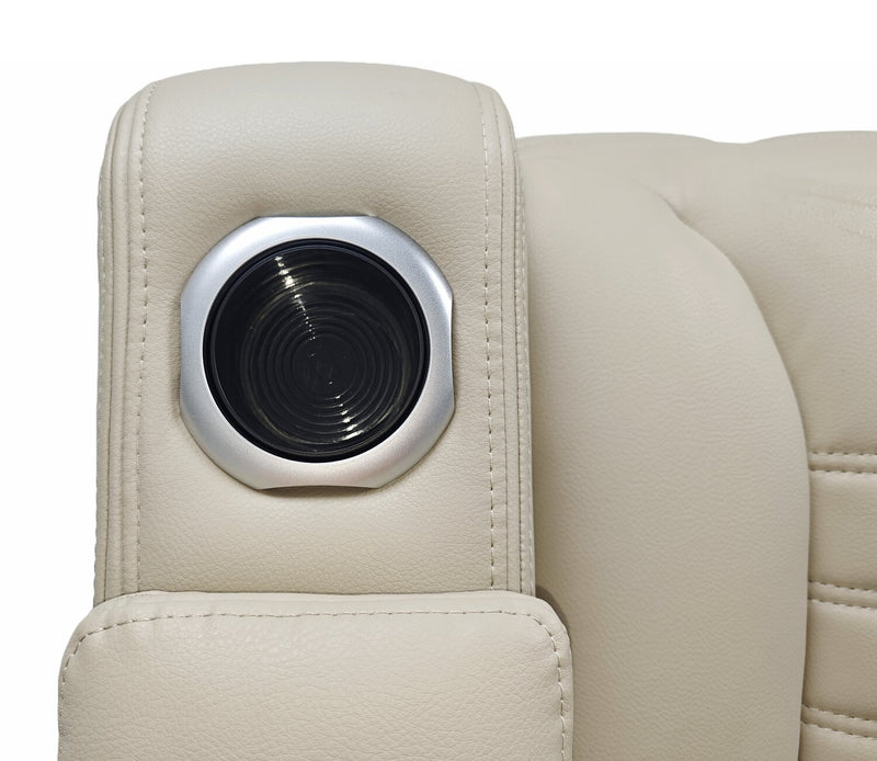 Zen 40\" Apricot Faux Leather Power Reclining Massage Chair with Power Headrest and Heated Seat