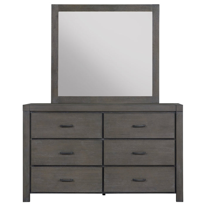 Koda 6pc Bedroom Set with Storage Bed, Dresser, Mirror & Nightstand, Wooden, Grey - Queen Size 