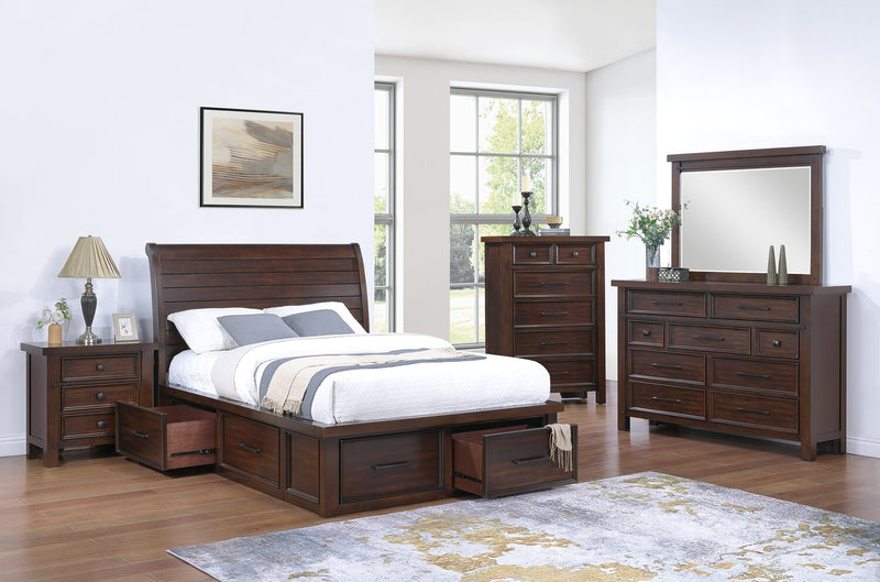 Sonoma Platform Two-Sided Storage Bed with Headboard & Frame, Mango Brown - Full Size