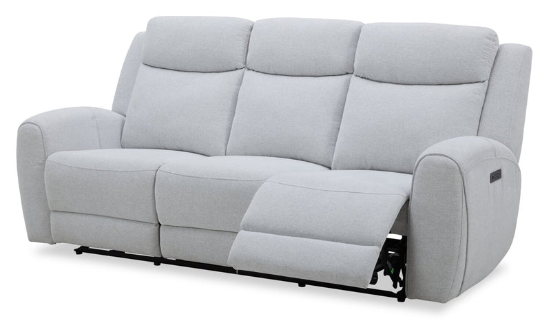 Reign 87\" Bronco Stone Grey Fabric Power Reclining Sofa with USB Port