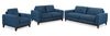 River 40.1\" Linen-Look Fabric Chair with Wood Base and Legs - Blue