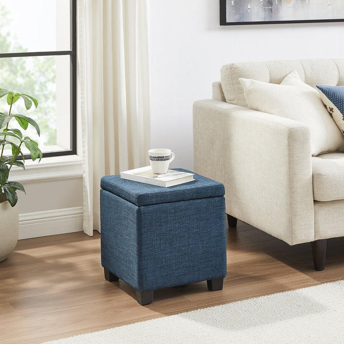 Ottawa Square Fabric Storage Ottoman - Navy
