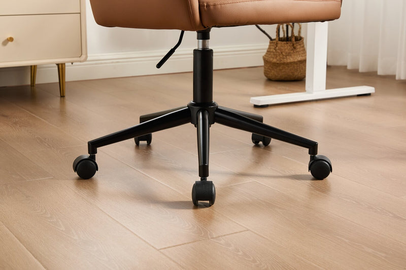 Stevie 23\" Swivel Leather-Like Office Chair with Adjustable Height – Dark Brown