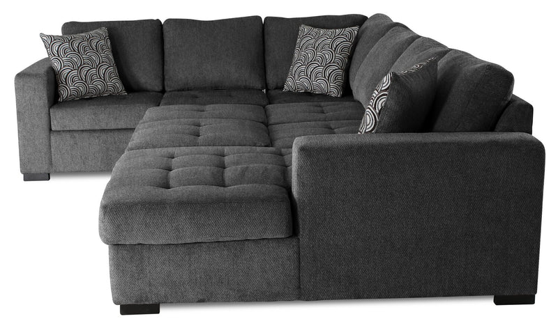 Legend 4-Piece Right-Facing Chenille Sleeper Sectional - Pepper 